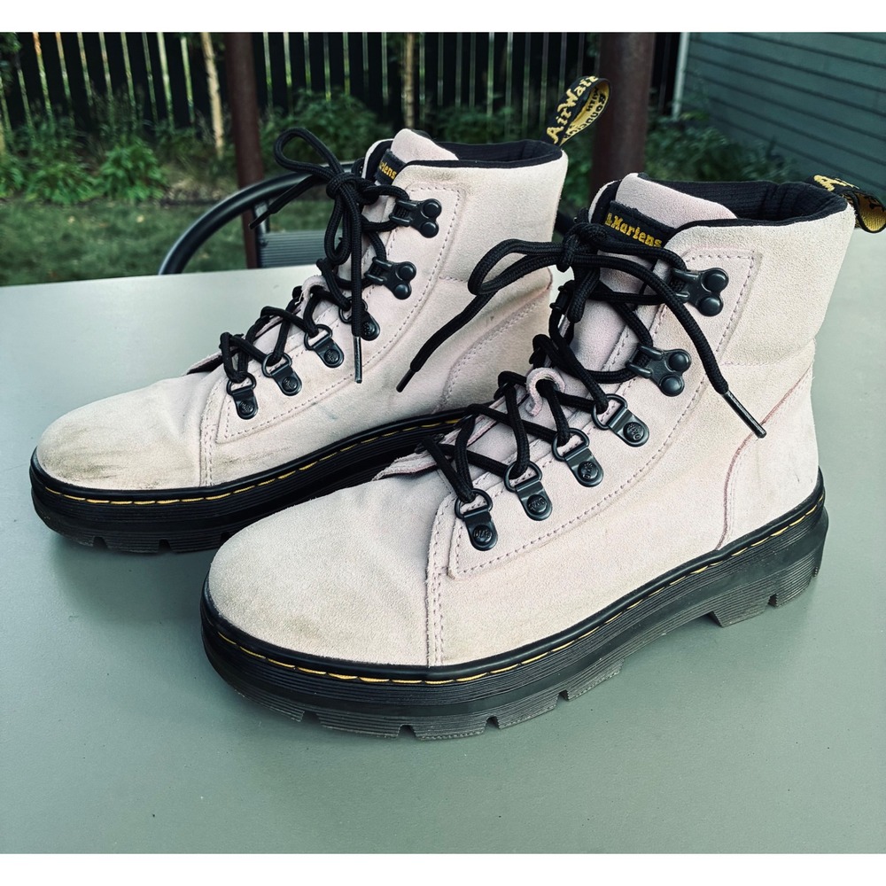 Dr. Martens Combs Pink Suede Utility Combat Boots Size 7 USL EU 38